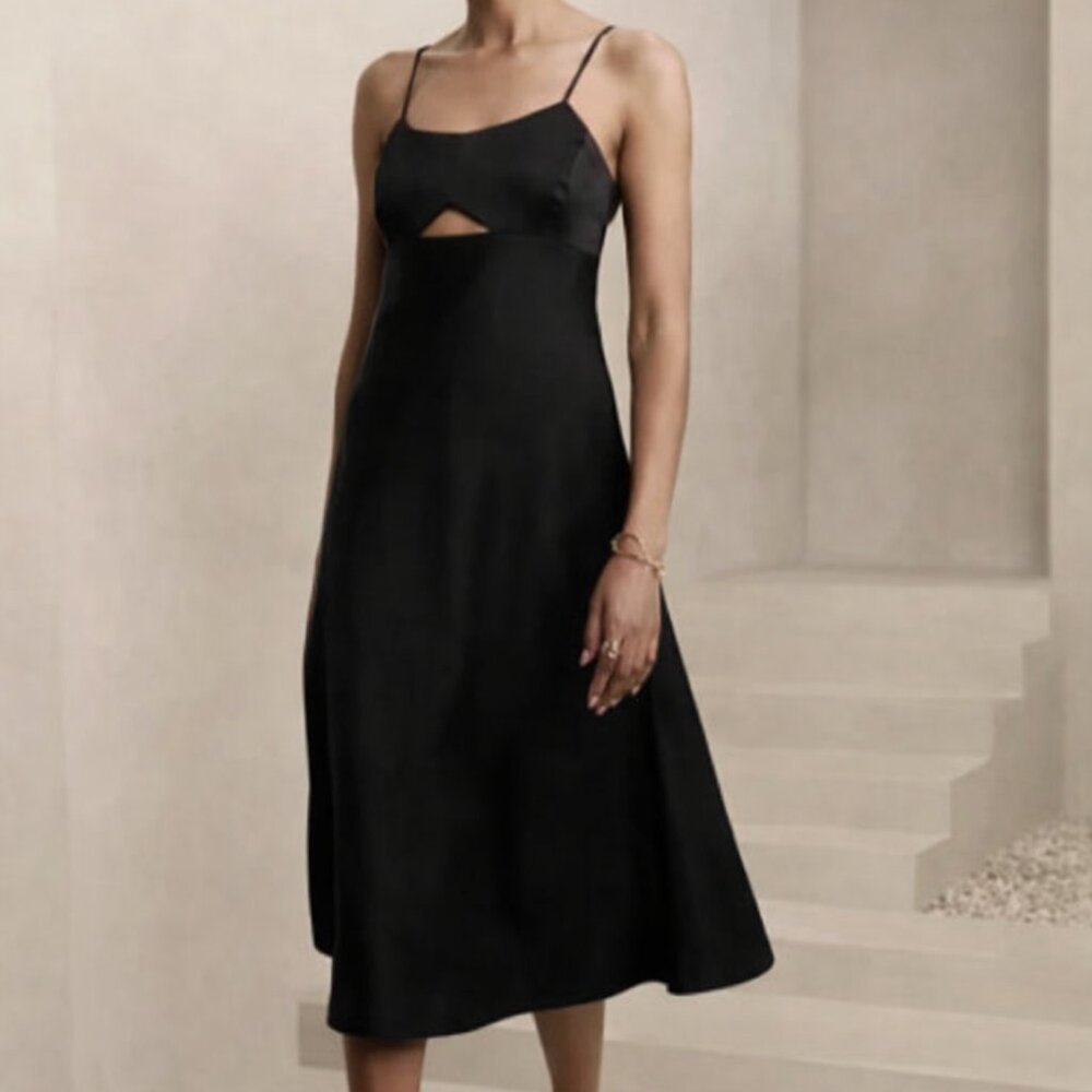 NWT Banana Republic Satin Cutout Midi Slip Dress